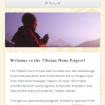 The Tibetan Nuns Project front page on narrow screens